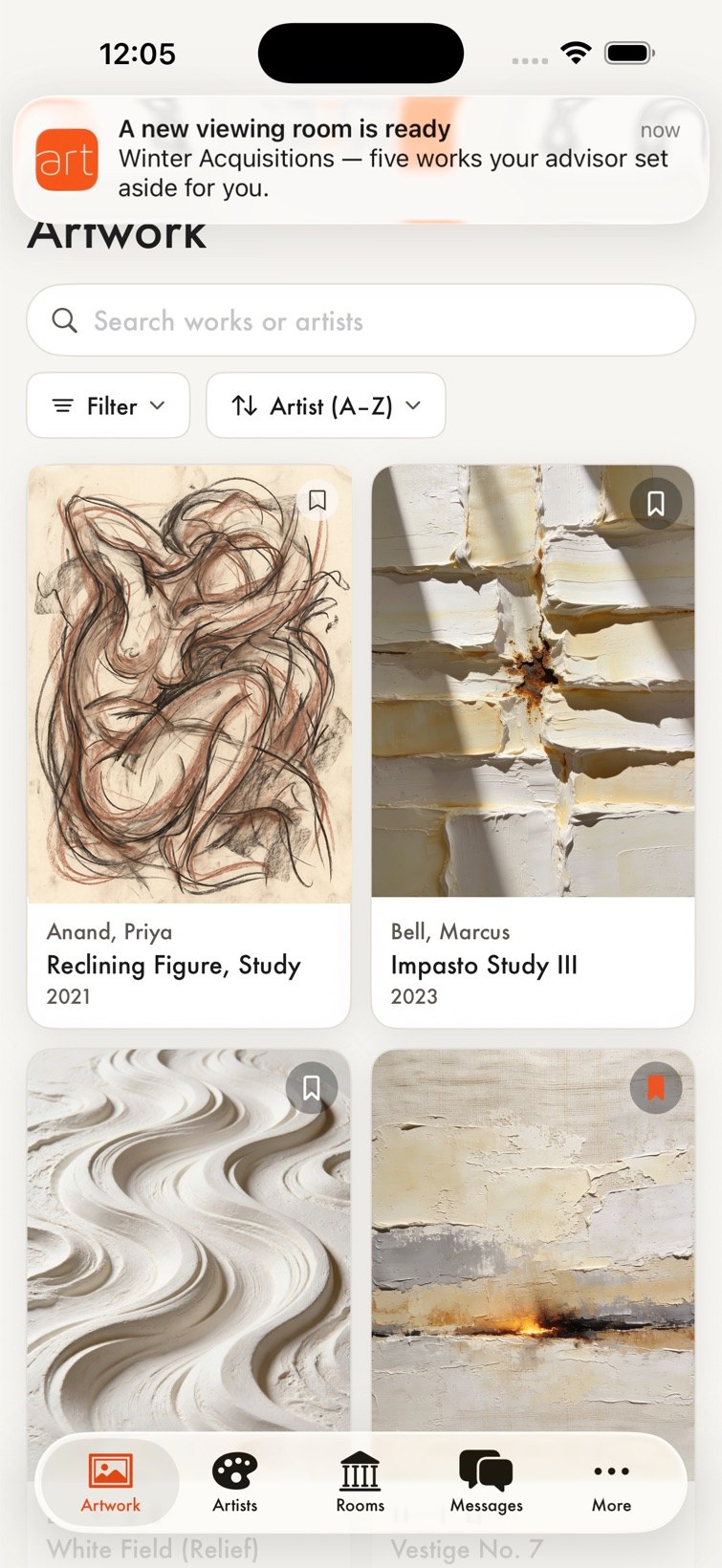 A push notification: a new viewing room is ready