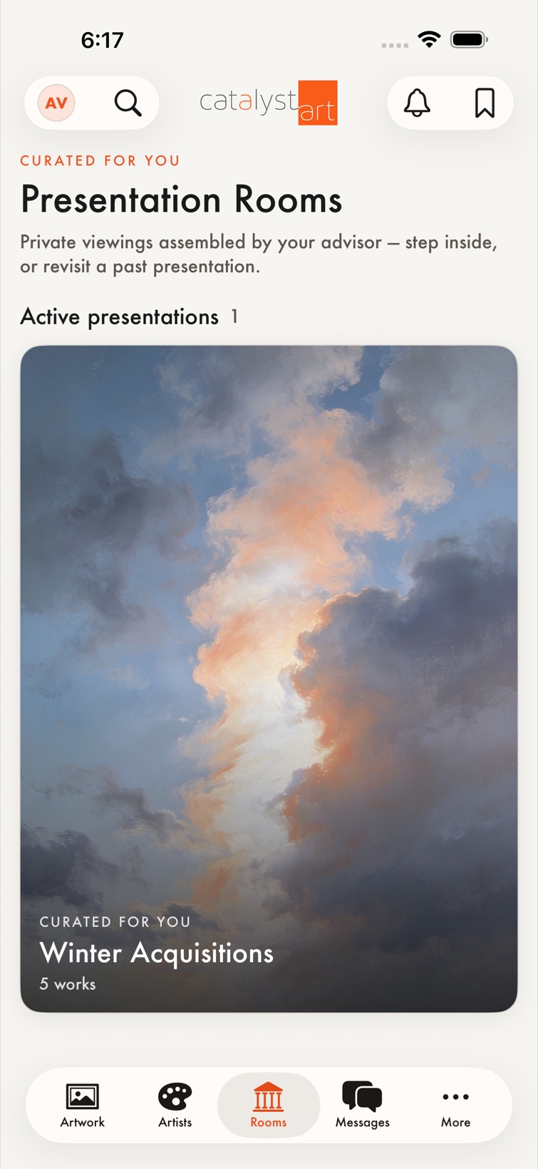 A curated presentation room titled Winter Acquisitions